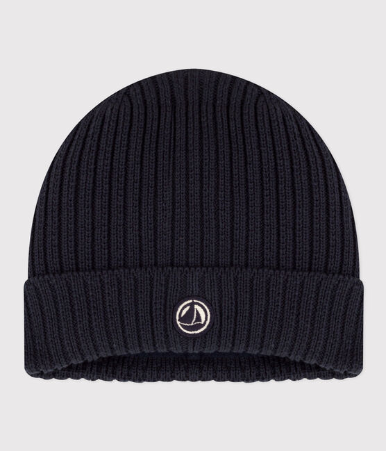 Gorro infantil de punto tricotado con forro polar azul SMOKING