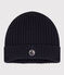 Gorro infantil de punto tricotado con forro polar azul SMOKING