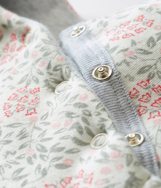 Pelele guatinado y estampado para bebé niña blanco MARSHMALLOW/blanco MULTICO
