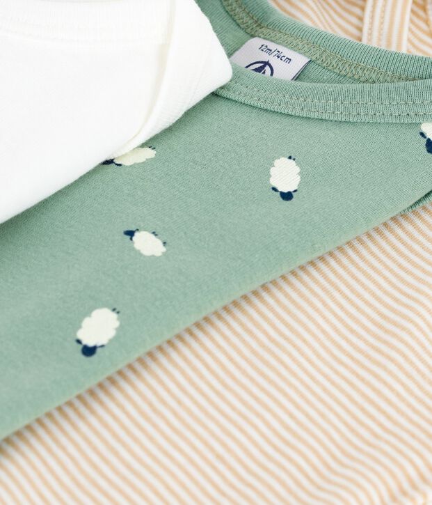 Juego de bodis de algod&oacute;n de manga larga con estampado de ovejas para beb&eacute; multicolor