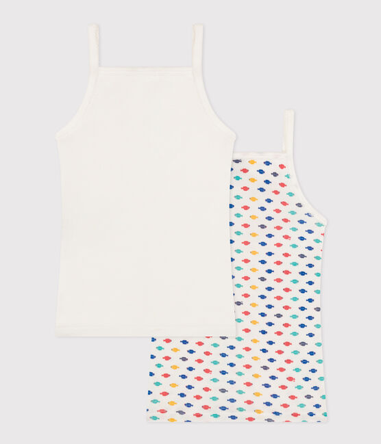 Juego de 2 camisetas de tirantes de algodón con animales marinos para niña variante 1