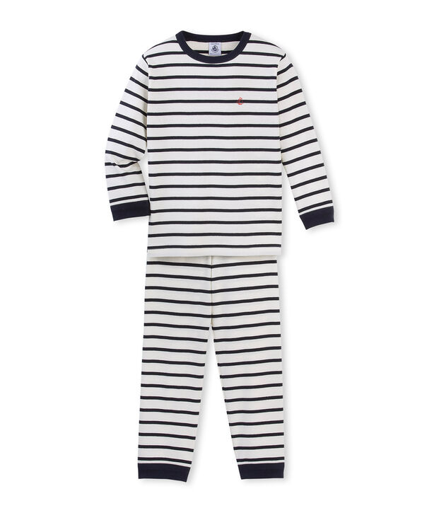Pijama de rayas para ni&ntilde;o blanco/azul