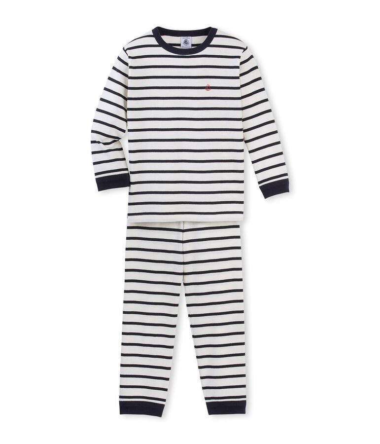 Pijama de rayas para ni&ntilde;o blanco/azul