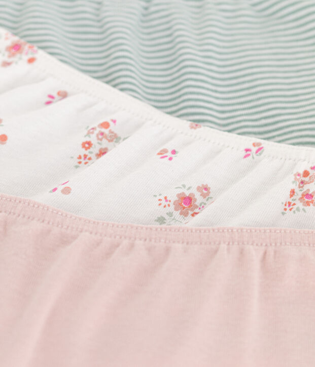 Juego de 3 culottes infantiles de algod&oacute;n con flor multicolor