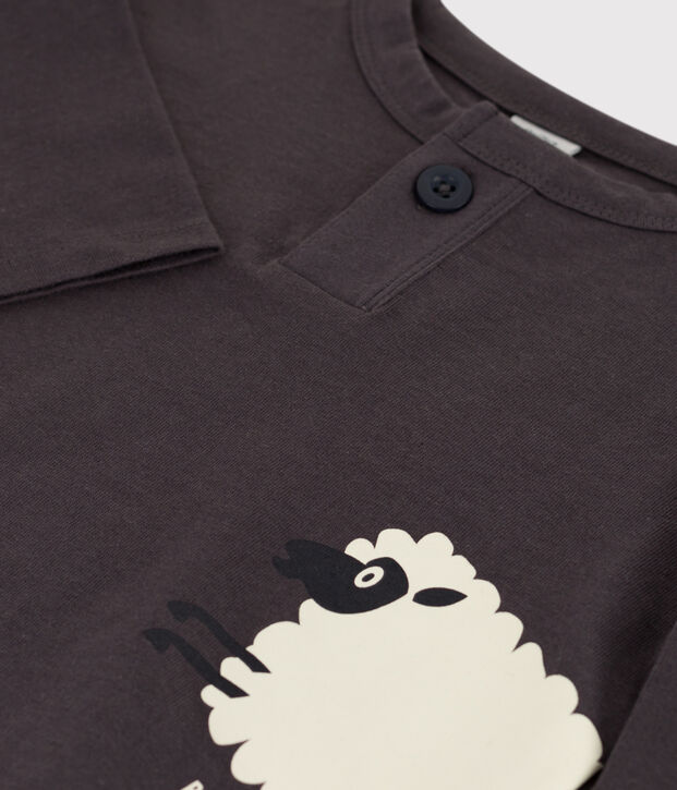 Camiseta de algod&oacute;n de manga larga para beb&eacute; gris