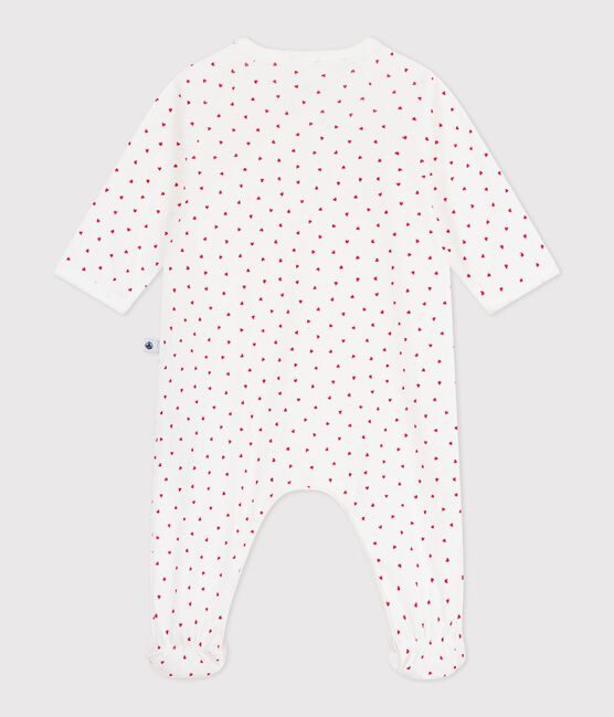 Pijama de algodón con corazoncito para bebé blanco MARSHMALLOW/rojo TERKUIT