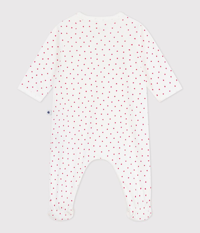 Pijama de algod&oacute;n con corazoncito para beb&eacute; blanco/rojo