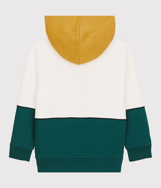 Sudadera con capucha de muletón de niño blanco MARSHMALLOW/verde PINEDE