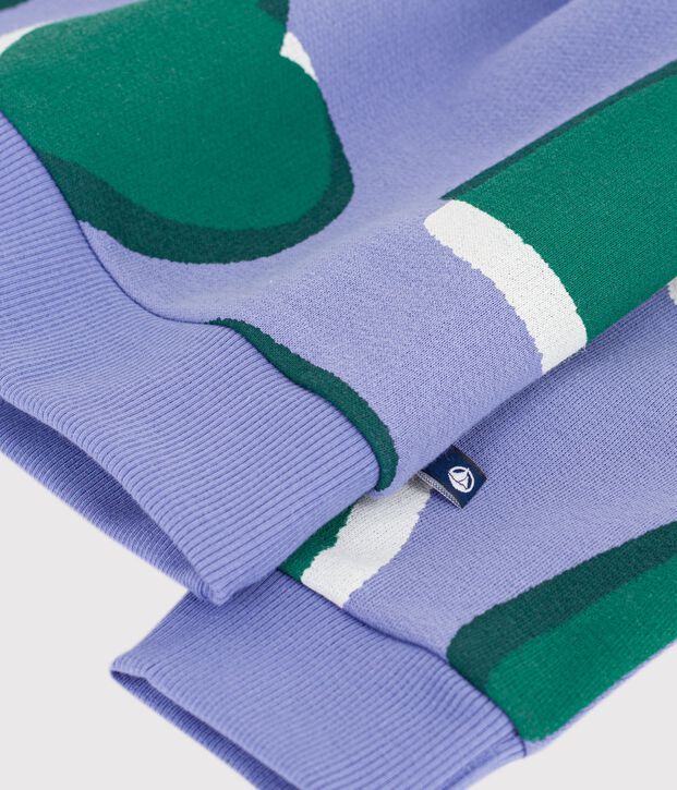 Sudadera infantil de algod&oacute;n con estampado de corazones violeta/multicolor