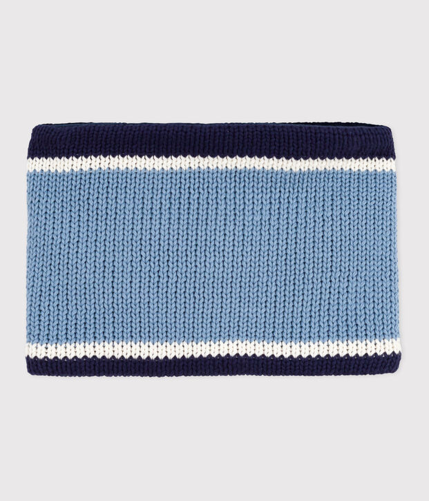 Braga de cuello infantil de punto tricotado con forro polar azul