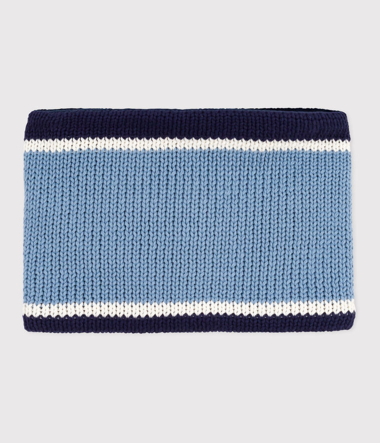Braga de cuello infantil de punto tricotado con forro polar azul