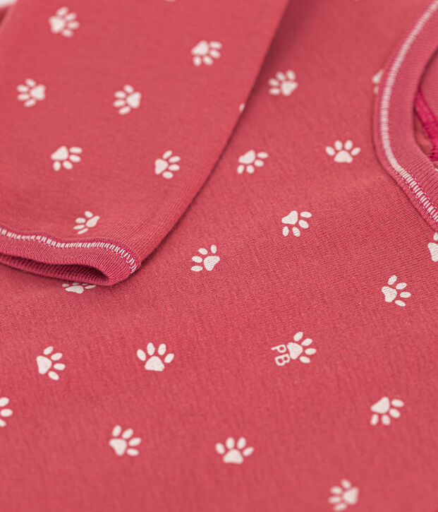Pijamas de beb&eacute; de manga larga de algod&oacute;n rosa/beige