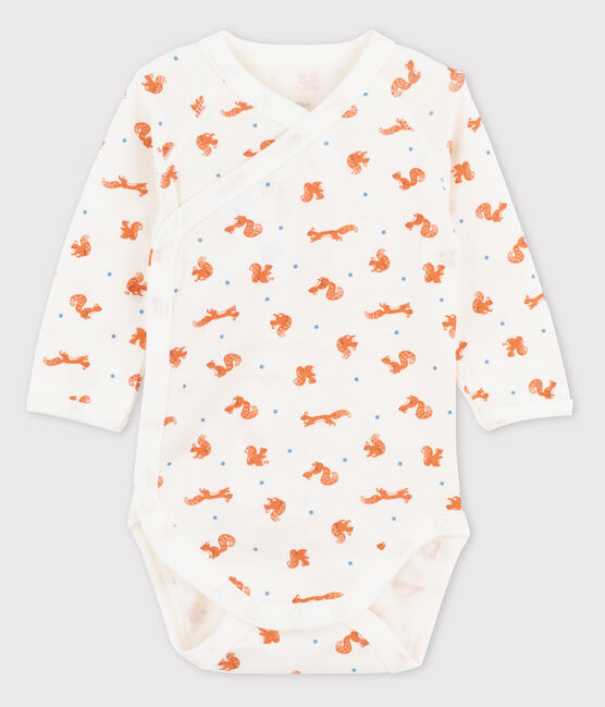 Body cruzado de manga larga con estampado de ardilla para bebé blanco MARSHMALLOW/blanco MULTICO