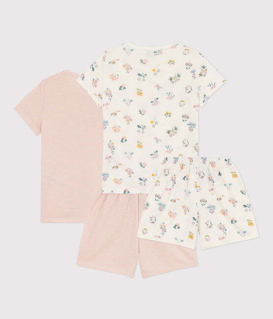 Juego de 2 pijamas cortos de algodón con flores para niña variante 1