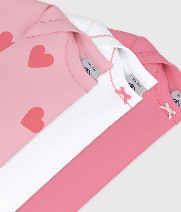 Juego de bodies de algod&oacute;n de manga corta con estampado de coraz&oacute;n para beb&eacute; multicolor