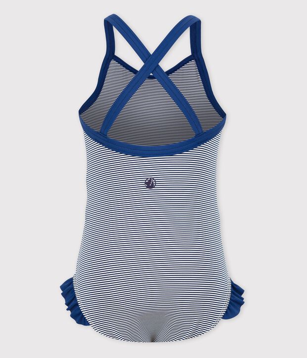 Ba&ntilde;ador de 1 pieza ic&oacute;nico de ni&ntilde;a azul/blanco