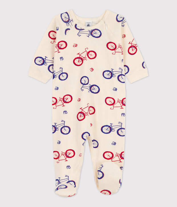 Pelele de algod&oacute;n con motivo de bicicleta para beb&eacute; crudo/multicolor