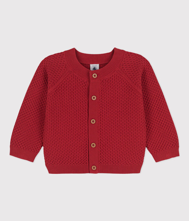 C&aacute;rdigan de punto tricotado de algod&oacute;n para beb&eacute; rojo