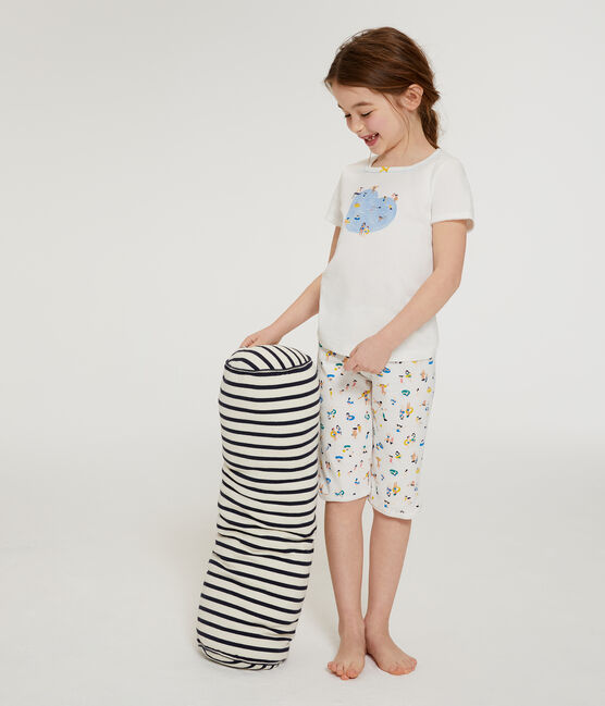 Pijama corto de punto para niña blanco MARSHMALLOW/blanco MULTICO