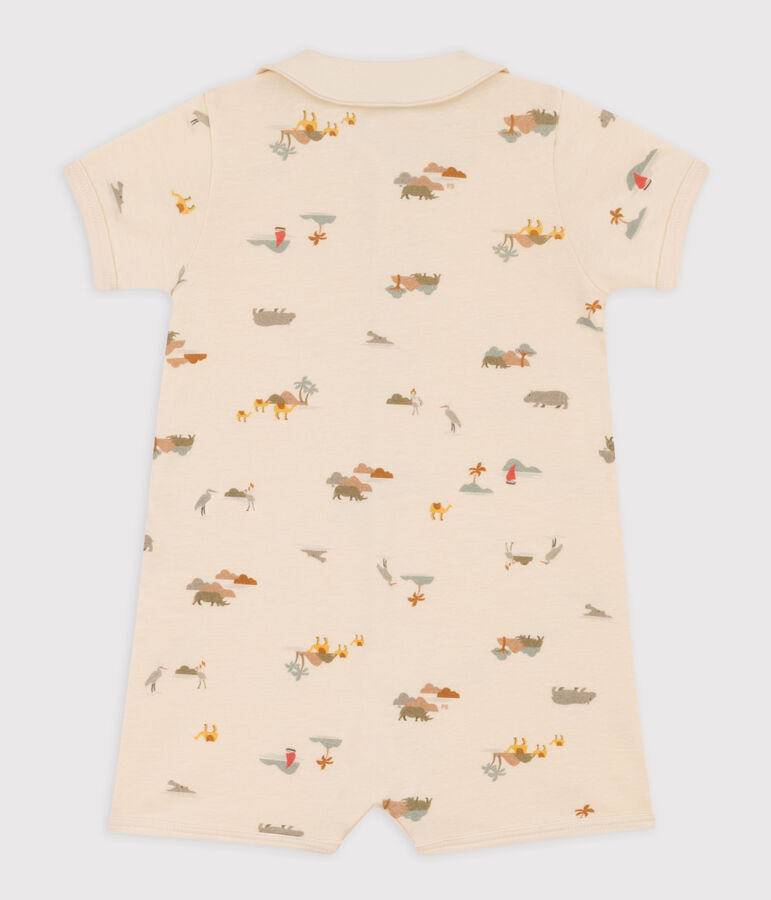 Mono corto de algod&oacute;n con palmeras para beb&eacute; crudo/multicolor