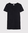 Camiseta de cuello de pico emblemática de algodón de mujer azul SMOKING