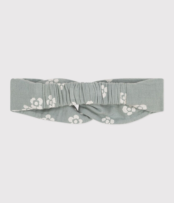 Bandeau bébé en gaze de coton imprimé fleurs azul PAUL/blanco MARSHMALLOW