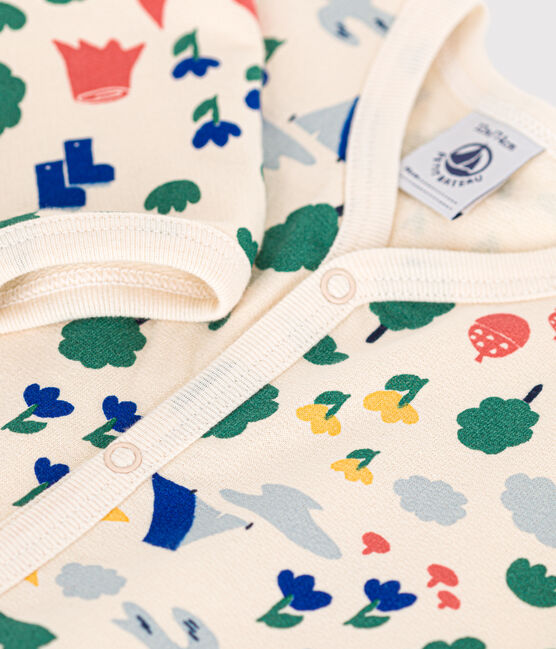 Pijama de felpa cepillada con estampado de bosque para bebé blanco AVALANCHE/ MULTICO