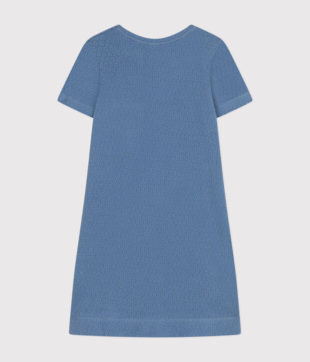 Camis&oacute;n infantil liso de algod&oacute;n calado azul