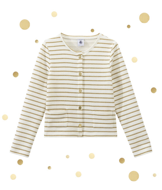 Cárdigan para niña blanco MARSHMALLOW/amarillo DORE
