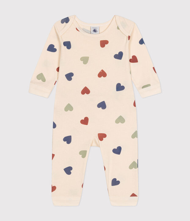 Pijama con corazones sin pies de algod&oacute;n para beb&eacute; crudo/multicolor