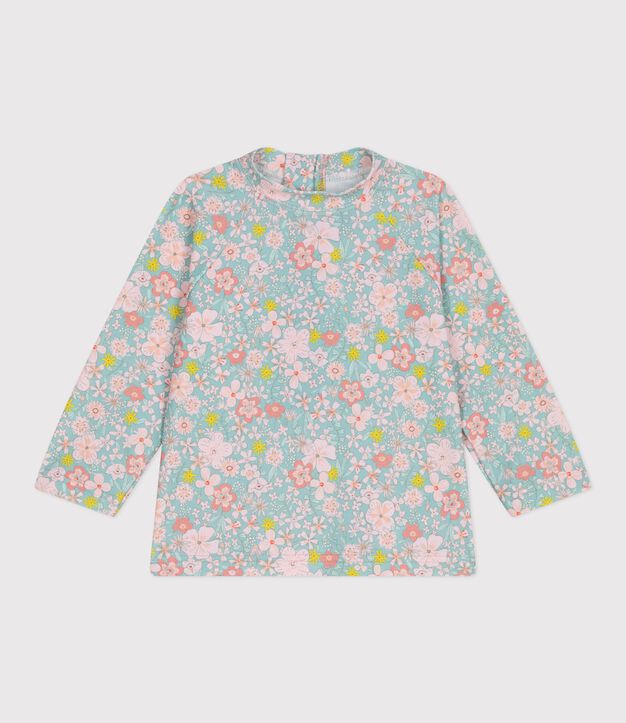 Camiseta con protecci&oacute;n UV con estampado de flores para beb&eacute; azul/multicolor