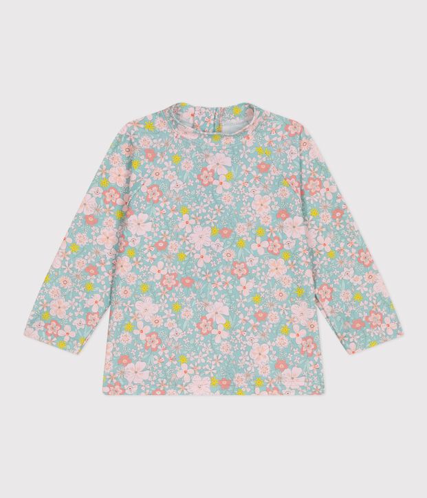 Camiseta con protecci&oacute;n UV con estampado de flores para beb&eacute; azul/multicolor