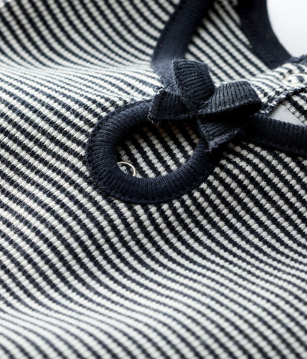 Vestido de manga corta de canal&eacute; 2x2 de beb&eacute; ni&ntilde;a azul/blanco