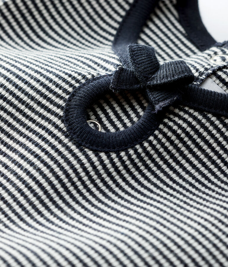 Vestido de manga corta de canal&eacute; 2x2 de beb&eacute; ni&ntilde;a azul SMOKING/blanco MARSHMALLOW