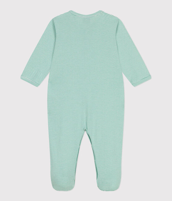 Pijama de algodón a rayas para bebé verde ALOEVERA