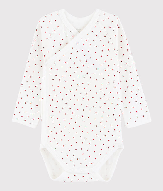Bodi cruzado de manga larga de bebé niña blanco MARSHMALLOW/rojo TERKUIT