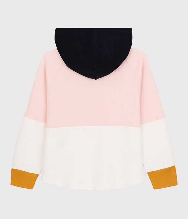 Sudadera con capucha de felpa de ni&ntilde;a rosa/blanco