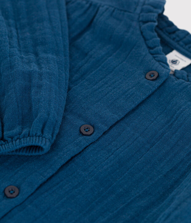 Blusa de gasa de algod&oacute;n para ni&ntilde;a azul