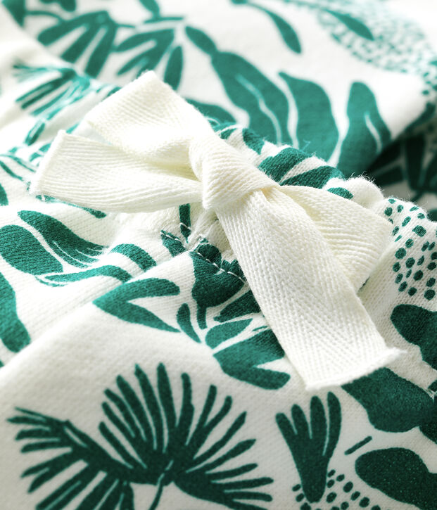 Pantal&oacute;n con estampado vegetal de mulet&oacute;n de beb&eacute; blanco/verde