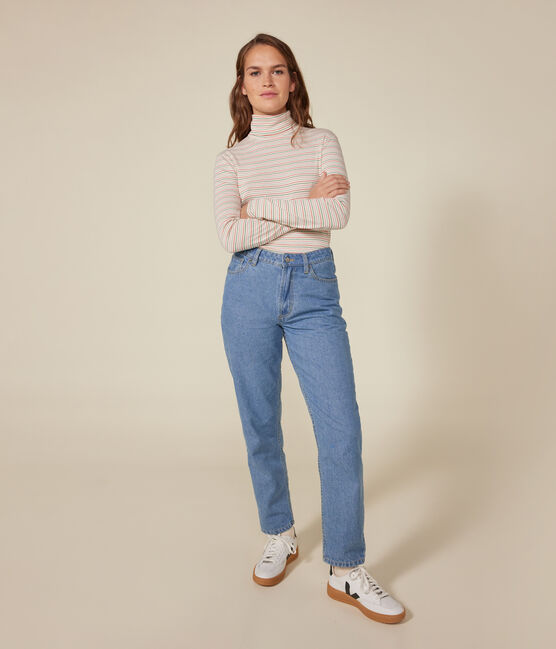 Camiseta Iconique de cuello vuelto de algodón para mujer blanco AVALANCHE/ MULTICO