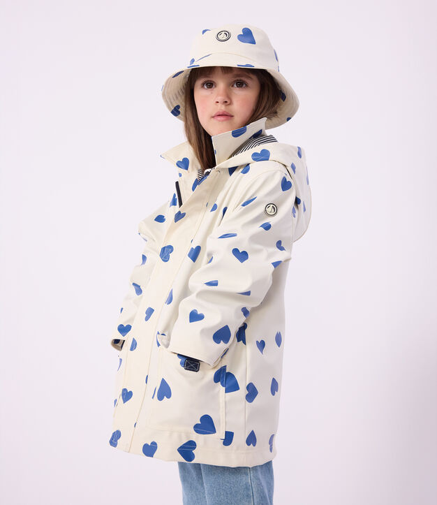 Gorro de lluvia infantil con estampado de corazones azul/azul