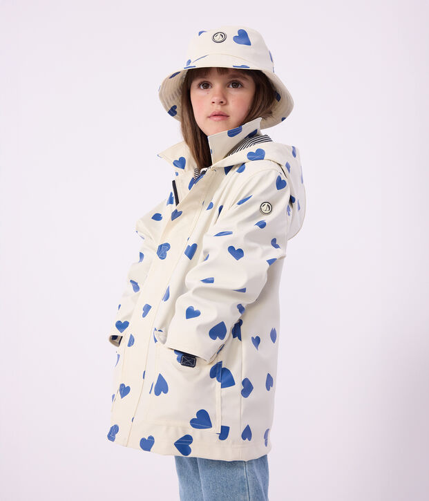 Gorro de lluvia infantil con estampado de corazones azul/azul