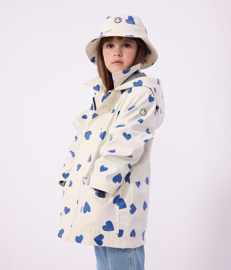 Gorro de lluvia infantil con estampado de corazones azul MILK/ CREPUSCULE