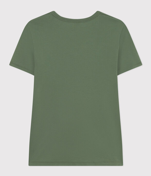 Camiseta La Ic&oacute;nica lisa de algod&oacute;n con cuello de pico para mujer verde