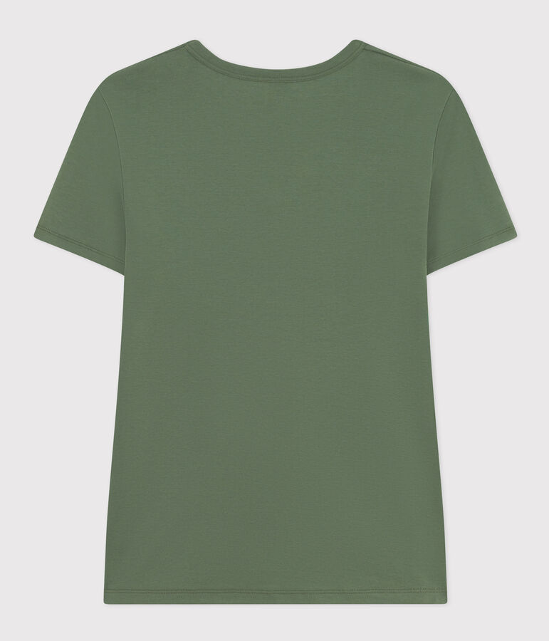 Camiseta La Ic&oacute;nica lisa de algod&oacute;n con cuello de pico para mujer verde