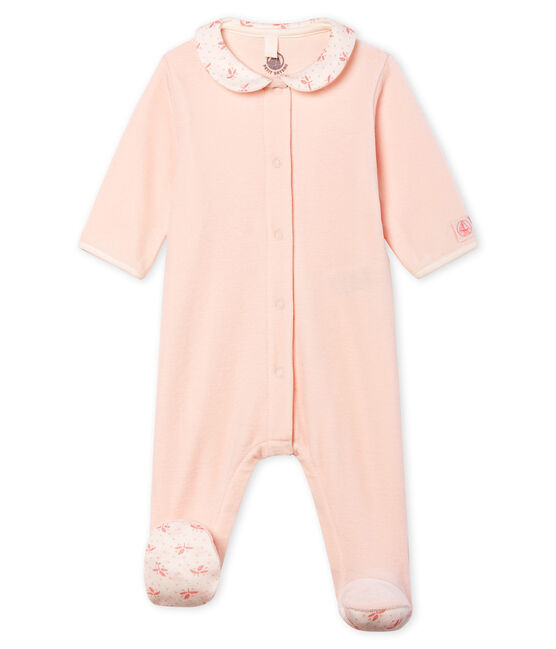 Pijama de terciopelo para bebé niña rosa FLEUR
