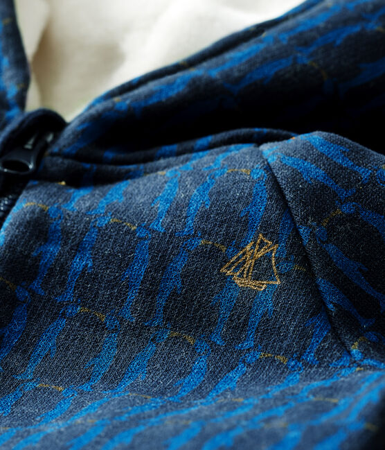 Sudadera con capucha de muletón estampada y forro de sherpa para bebé niño azul SMOKING/blanco MULTICO
