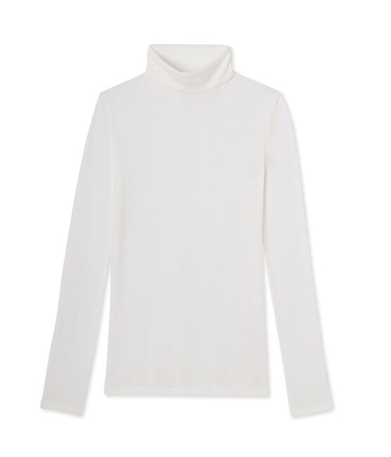 Cuello alto de mujer en algodón ligero blanco Lait
