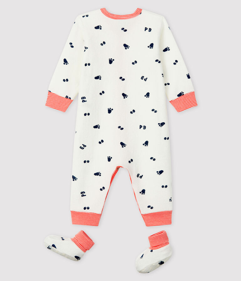 Conjunto de noche de rizo para beb&eacute; ni&ntilde;a blanco/azul