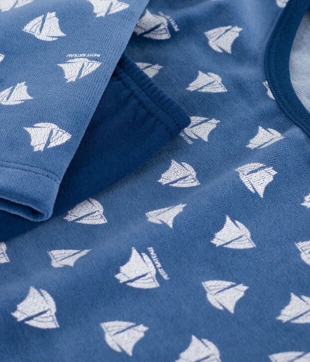 Pyjama  en coton manches longues en velours azul/blanco